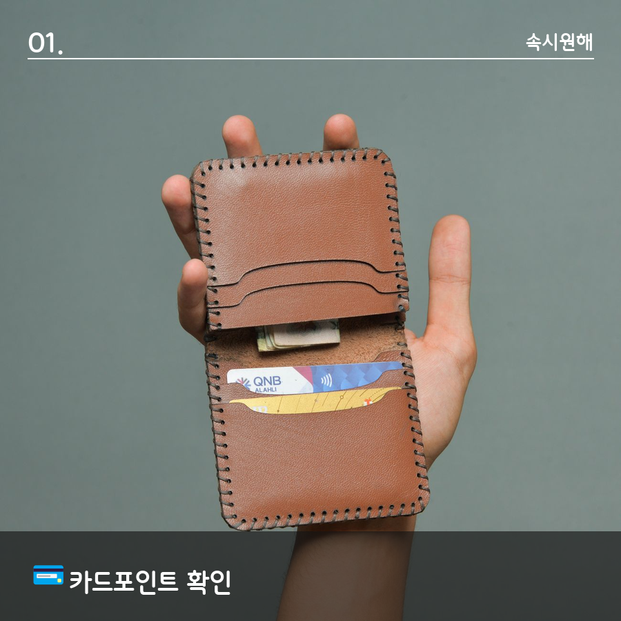 여러 장의 신용카드와 포인트 적립 내역을 확인하는 모습
